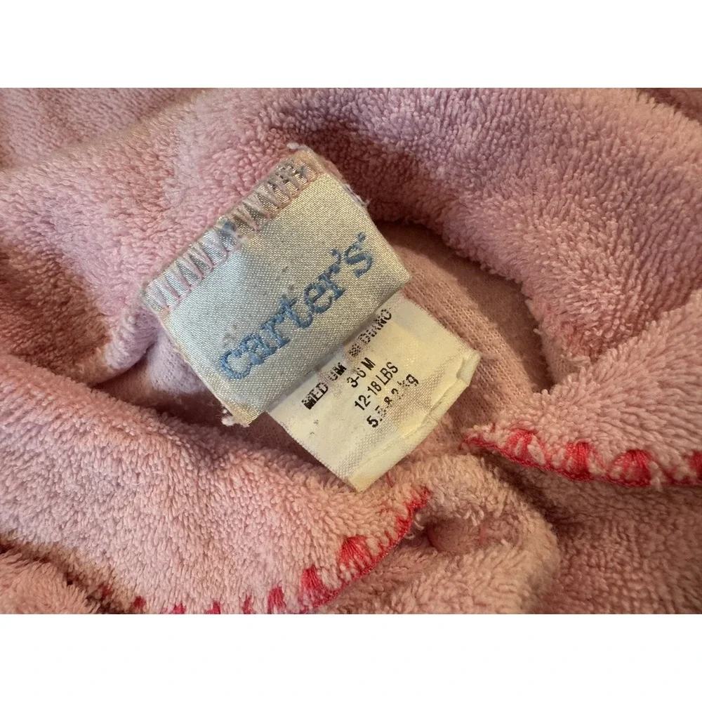 Vintage 90s Carters‎ Sleeper 3/6 Months Girl 12-18 Pounds Pink Terry Cloth Bunny